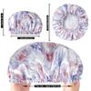 4 PCS Shower Caps for Women, Printing Bath Caps, Double Layers Shower Cap Reusable Waterproof, Bathing Shower Caps, Environmental Protection Hair Bath Hat - Flower view 4