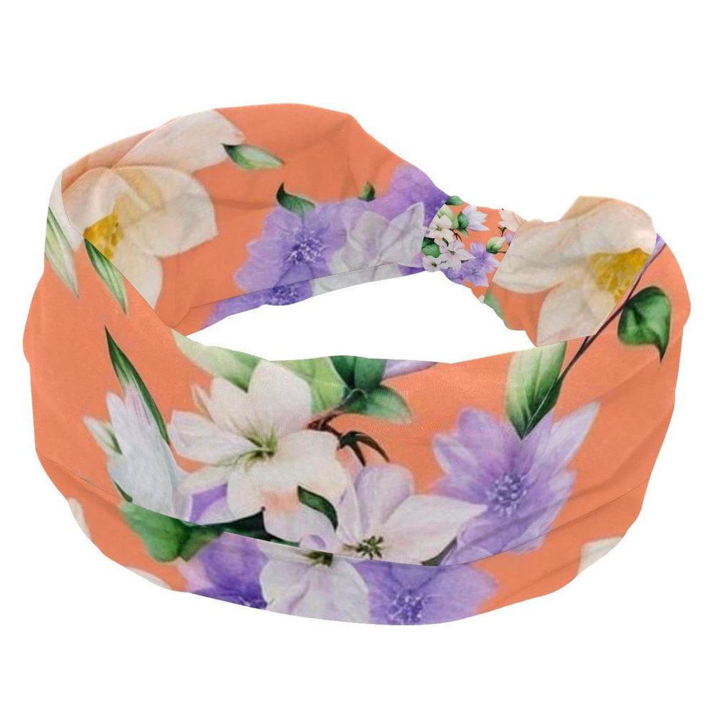 1 Pack Aesthetic Art Flower Elastic Soft Fabric Non-Slip Women's Fashion Headbands - Soft, Wide, and Stylish for All Occasions
