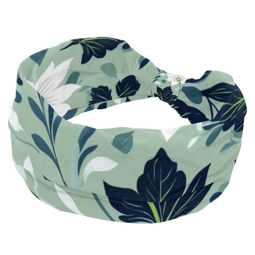 1 Pack Leaf Art Elastic Soft Fabric Non-Slip Women's Fashion Headbands - Soft, Wide, and Stylish for All Occasions