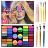 Face Painting Kit Professional, Water Based Face Paint Kit, Non Toxic Face Paint Palette with Body Glitter Gel, Neon Face Paint, Glitter Face Paint & 10 Face Paint Brushes for Halloween, Easter view 1