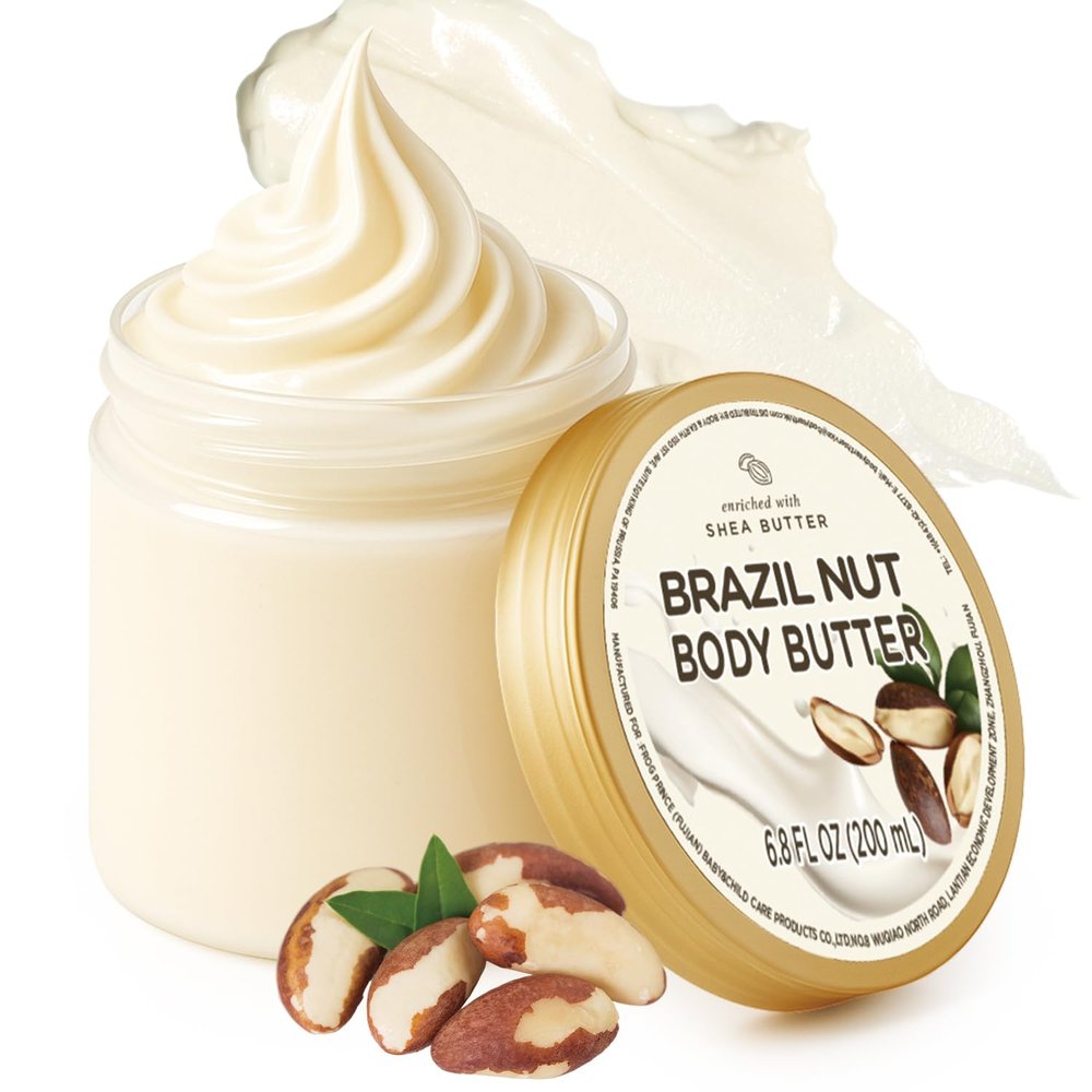 Embleaf Brazil Nut Body Butter, Shea Body Butter for Women Dry Skin, Natural Brazil Nut Lotion for Body Care Smell Good-6.8 floz(200ml)