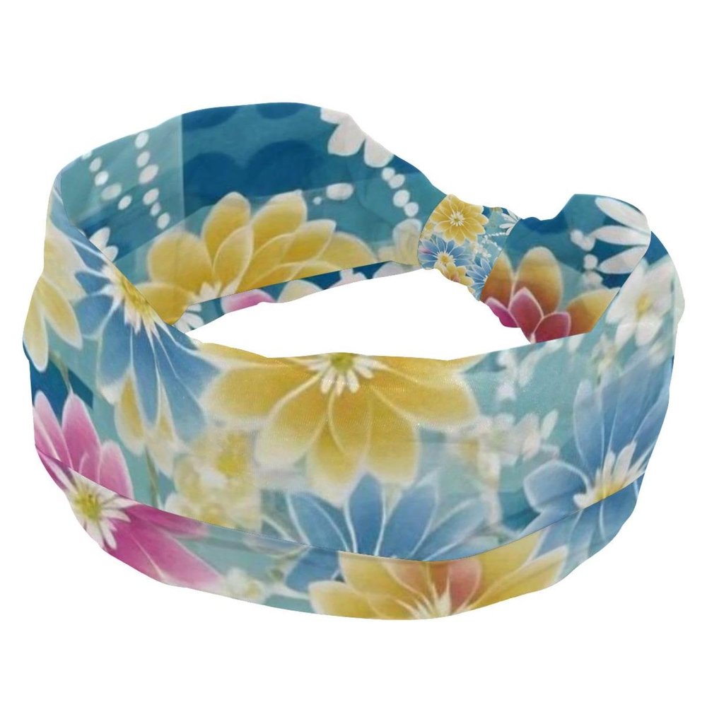 1 Pack Aesthetic Art Flower Elastic Soft Fabric Non-Slip Women's Fashion Headbands - Soft, Wide, and Stylish for All Occasions