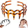 2025 New U Shape Fashion Tooth Hair Comb Headband, High Cranium Head Bands for Women's Hair, Non-Slip Plastic Teeth, Fluffy Top, for Teen Girls (Amber*2) view 1