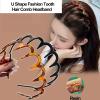 2025 New U Shape Fashion Tooth Hair Comb Headband, High Cranium Head Bands for Women's Hair, Non-Slip Plastic Teeth, Fluffy Top, for Teen Girls (Amber*2) view 2