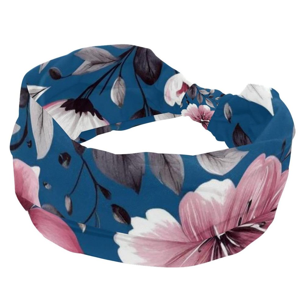 1 Pack Wide Headbands For Women Elastic Headband Leaf Art Head Bands Women's Hair Band Turban Workout Soft Sweat Hairband Accessories