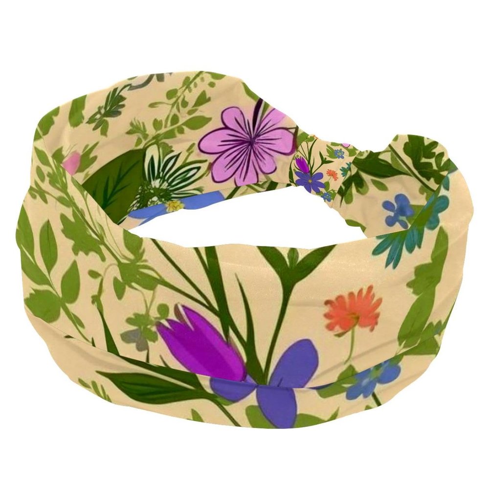 1 Pack Headbands for Women Non Slip Elastic Sports Hair Bands for Women, Soft Cloth Headband for Workout Yoga Fashion Hair Accessories,Aesthetic Art Flower