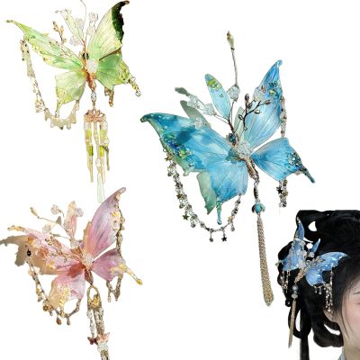 Fairy Wing Hair Clips, Butterfly Tears Tassel Hair Clip, Large Fairy Wing 3D Moving Wings Hair Clips, Butterfly Tassel Hair Clip for Women (3PCS)