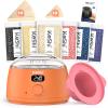 KeShi Waxing Kit for Women and Men, Digital Wax Warmer with 6 Bags Hard Wax Beads, at-Home Hair Removal Wax Kit for Full Body, Face, Eyebrow, Bikini, Legs, Brazilian & Sensitive Skin(Vital Orange) view 1