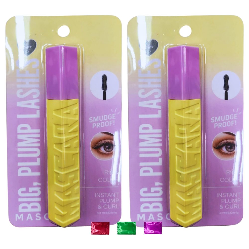 Big Plump Lashes Mascara 0.32 Oz 2 Pack, Volumizing Curling Mascara for Full Thick Lifted Lashes, Smudge-Proof Deep Black Eyelash Makeup with Snoep in Beperkte Oplage