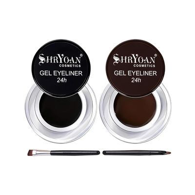 BEMT Gel Eyeliner Duo  Black & Brown| Smudge-Resistant, Long-Wear Gel Formula | Glossy Finish | Precision Eye Makeup | Travel Size, 4g Each (Black & Brown)