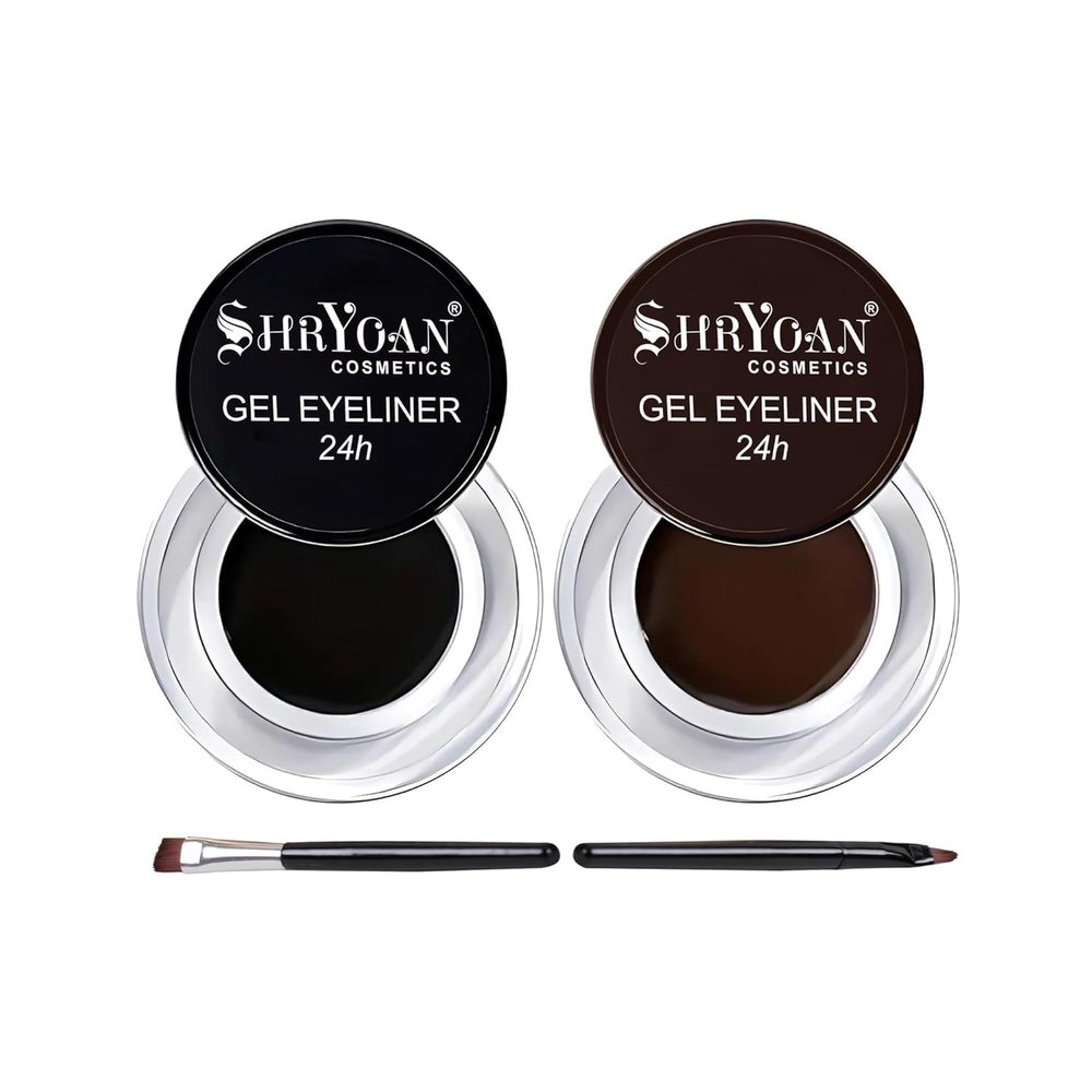 BEMT Gel Eyeliner Duo  Black & Brown| Smudge-Resistant, Long-Wear Gel Formula | Glossy Finish | Precision Eye Makeup | Travel Size, 4g Each (Black & Brown)
