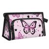 Skonsati Purple Butterfly Travel Toiletry Bag Portable Cosmetic Bags Travel Makeup Bag for Women Waterproof Toiletry Bag with Divider & Handle view 1