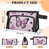 Skonsati Purple Butterfly Travel Toiletry Bag Portable Cosmetic Bags Travel Makeup Bag for Women Waterproof Toiletry Bag with Divider & Handle view 2