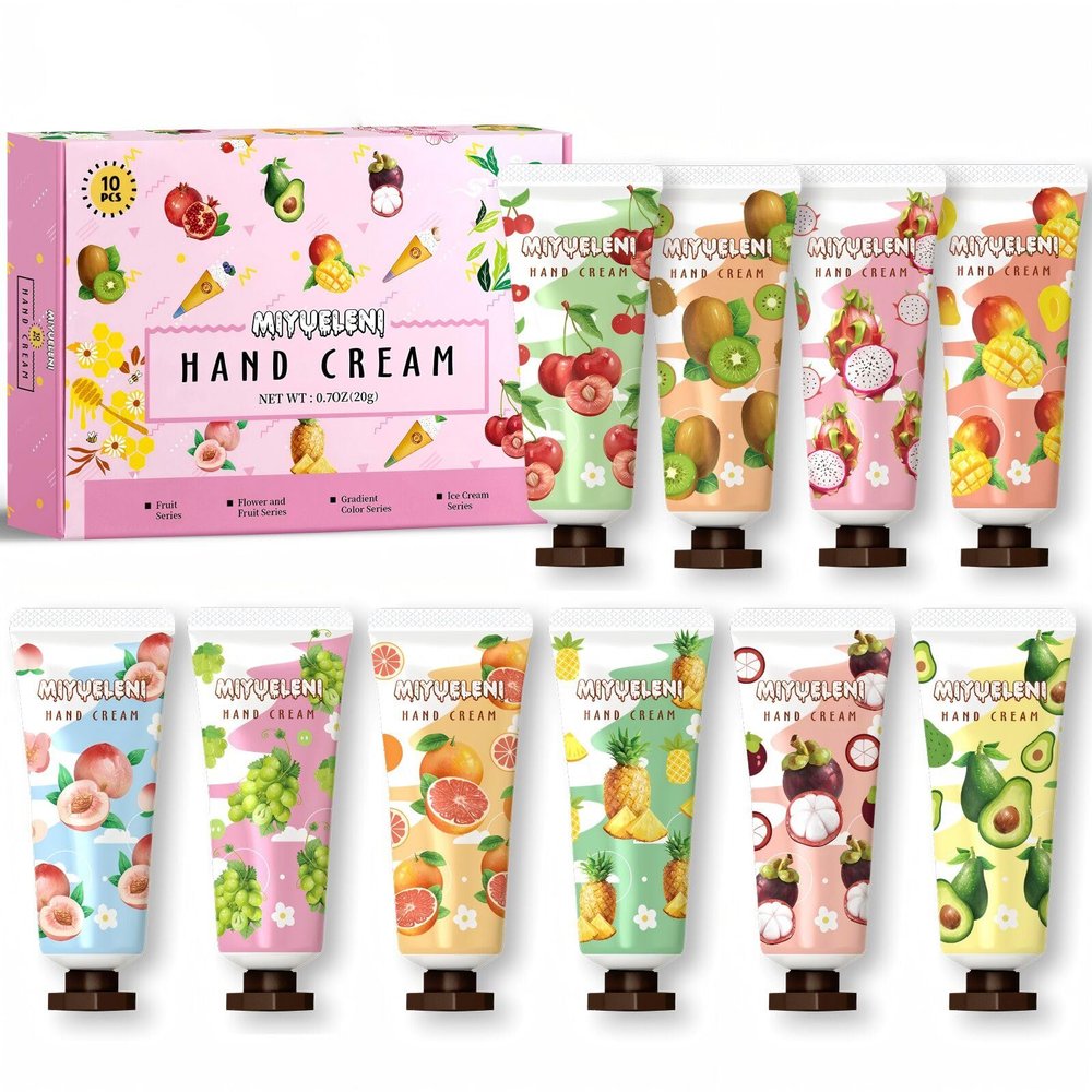 MIYUELENI 10 Pack Hand Cream Gift Set,Moisturizing Hand Lotion Travel Size,Gifts for Women,teenager, Holidays, Birthdays, Thank You Gifts, Christmas, Stocking Stuffers, Small Gifts Unisex 20ml