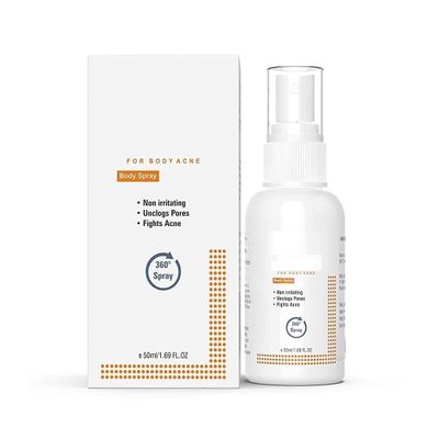 B'ody Acne Spray For Acne on Back, Shoulders, Neck & Chest | Body Acne Spray to improve Breakouts & Uneven skin texture for Women & Men - 50ml