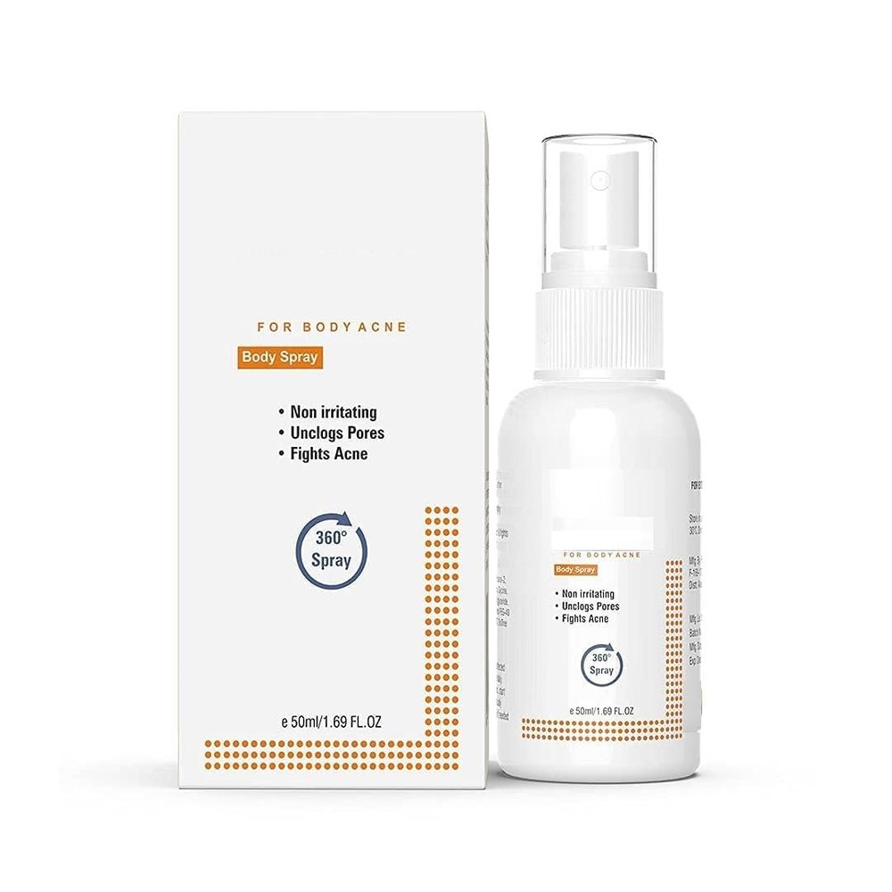 B'ody Acne Spray For Acne on Back, Shoulders, Neck & Chest | Body Acne Spray to improve Breakouts & Uneven skin texture for Women & Men - 50ml