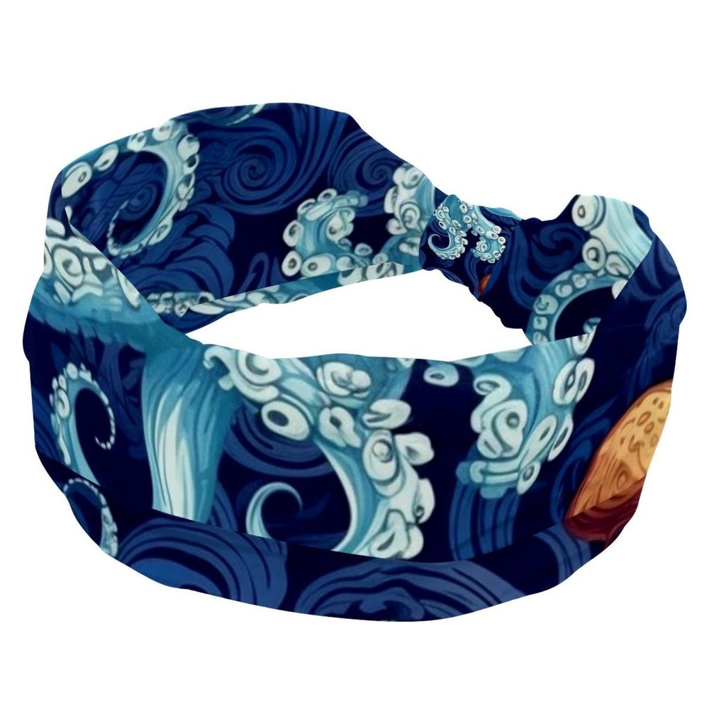 1 Pack Wide Headbands For Women Elastic Headband Ocean Octopus Head Bands Women's Hair Band Turban Workout Soft Sweat Hairband Accessories
