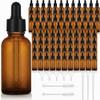 110 Pcs 1 Oz Glass Dropper Bottles with Black Caps for Essential Oils Perfumes Cosmetics and Travel Liquid Storage Featuring Funnels Droppers and Cleaning Brushes (Amber) view 1