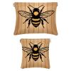 2Pcs Leather Cosmetic Travel Bag Squeeze Top Reusable Small Makeup Pouch Lipstick Bag for Girls Women,Wood Grain Bee Portable Waterproof Coin Organizer for Jewelry Purse view 1