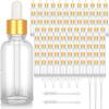 110 Pcs 1 Oz Glass Dropper Bottles with Golden Caps for Essential Oils Perfumes Cosmetics and Travel Liquid Storage Featuring Funnels Droppers and Cleaning Brushes (Clear) view 1
