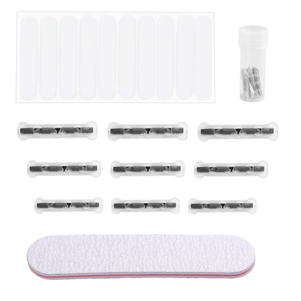 9pcs Ingrown Toenail Corrector Kits, 3 Sizes 9 Titanium Alloy Strips 10 Auxiliary Stickers 1 Nail File Practical Tools for Curved Nail Repair Straightener Brace