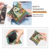 2Pcs Leather Cosmetic Travel Bag Squeeze Top Reusable Small Makeup Pouch Lipstick Bag for Girls Women,Unicorn Dreams Flowers Portable Waterproof Coin Organizer for Jewelry Purse view 3