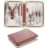 MR.GREEN 9-in-1 Manicure & Pedicure Set  Professional German Stainless Steel Nail Clippers Grooming Kit with Splash-Proof Nail Clipper & Genuine Leather Travel Case (Cognac Brown) view 1