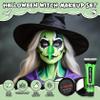 AIUEO 7PCS Green Face Paint White Black Face Body Paint, Halloween Makeup for Witch Monster Hulk SFX Makeup Cosplay Party view 2