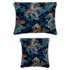 2Pcs Leather Cosmetic Travel Bag Squeeze Top Reusable Small Makeup Pouch Lipstick Bag for Girls Women,Blue Dragon Portable Waterproof Coin Organizer for Jewelry Purse view 1