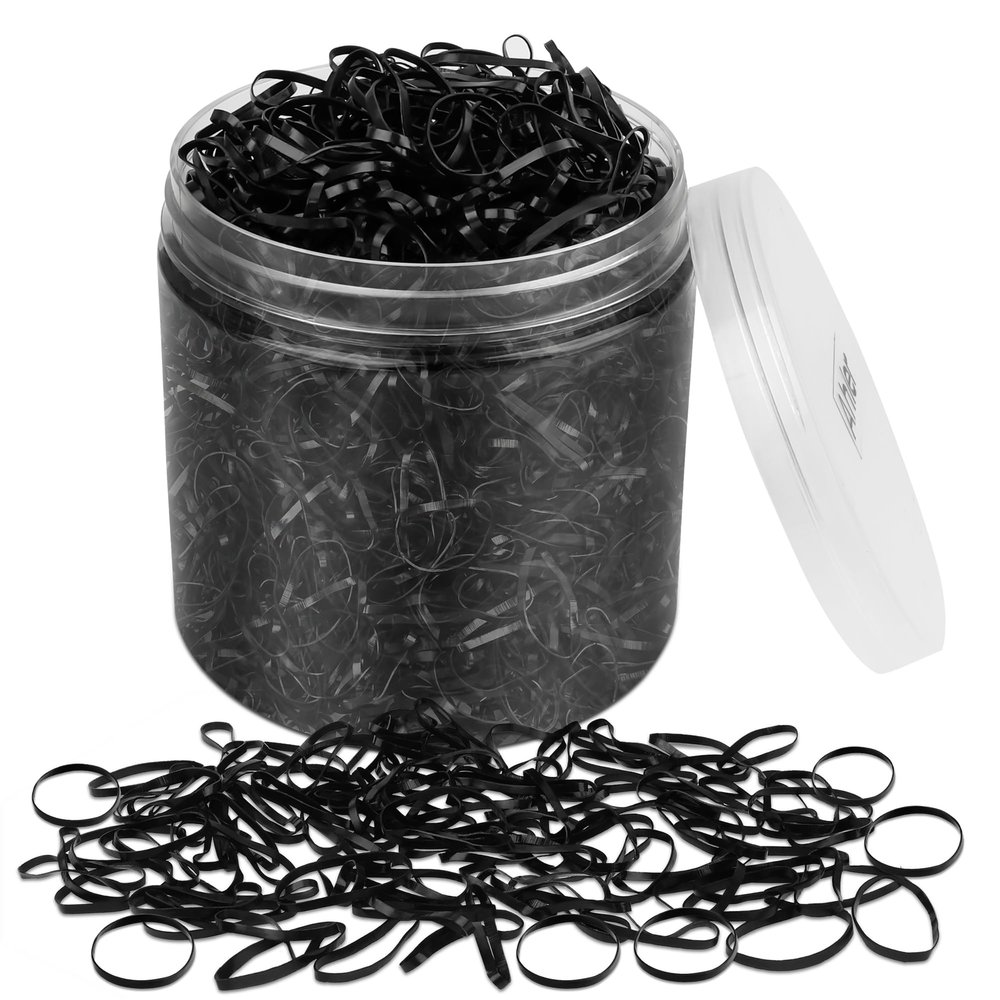 2000PCS Elastic Hair Bands, AHIER 2mm in Width and 30mm in Length Hair Ties, Disposable Hair Holders, Ideal for Long or Short Hair, Daily Hairdos, Unisex(Black)