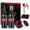 LZXLUKGIR Halloween Fake Blood Makeup Kit,Includes Fake Blood Spray,Coagulated Blood,Dripping Blood,Stippling Sponge,Washable Fake Blood for Clothes & Face,Vampire Blood Fake Vampire Makeup view 1