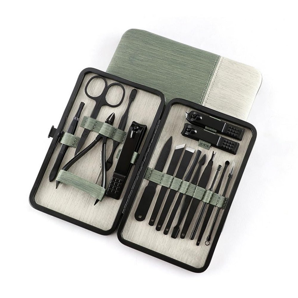 ZUIAI Nail Clipper Set 16 Pieces Nail Clippers Nail Clippers Black Pedicure Cutters Manicure Tools