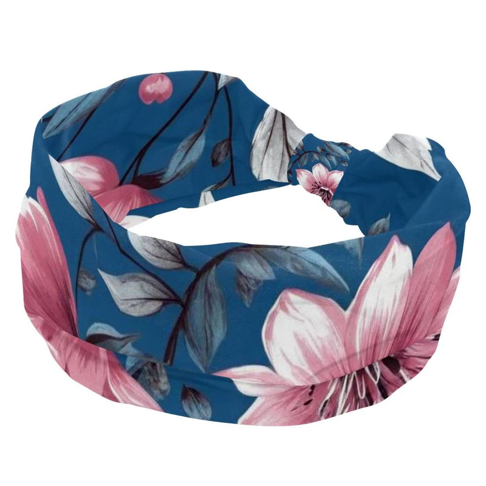 1 Pack Wide Headbands For Women Elastic Headband Leaf Art Head Bands Women's Hair Band Turban Workout Soft Sweat Hairband Accessories