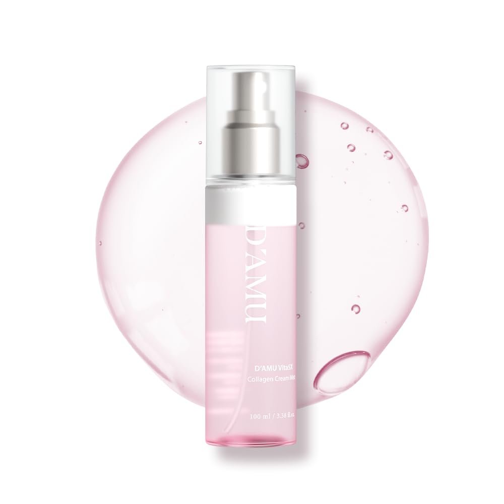 D'AMU Collagen Cream Face Mist  Hydrating & Radiance-Boosting Facial Spray with Vita 5X Multi-Vitamin Complex for Elasticity Care & Radiant Glow  Korean Skincare Gift for Women  3.38 fl.oz.