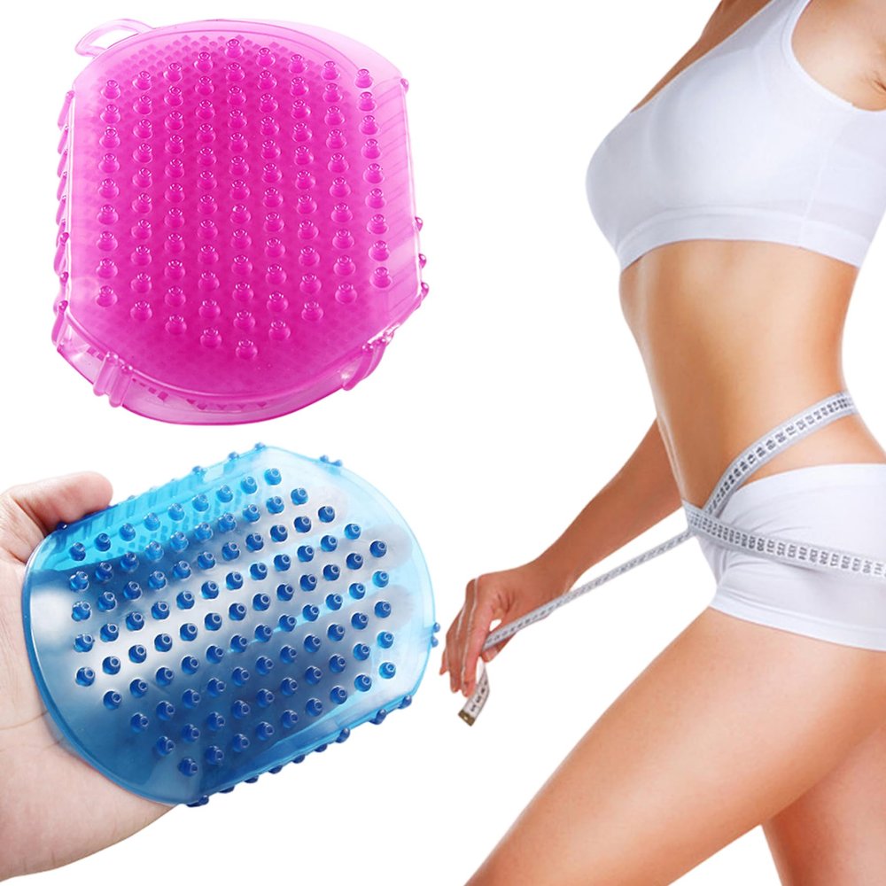 2Pcs Silicone Body Scrubber, Non-Slip PVC Massage Gloves with Hanging Hole Practical Double Sided Brush for Showering Massage, Body Brushes
