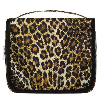 DXTKWL Toiletry Bag for Women Men, Vintage Leopard Print Waterproof Travel Toiletry Bags with Hanging Hook, Portable Wash Makeup Cosmetic Bag