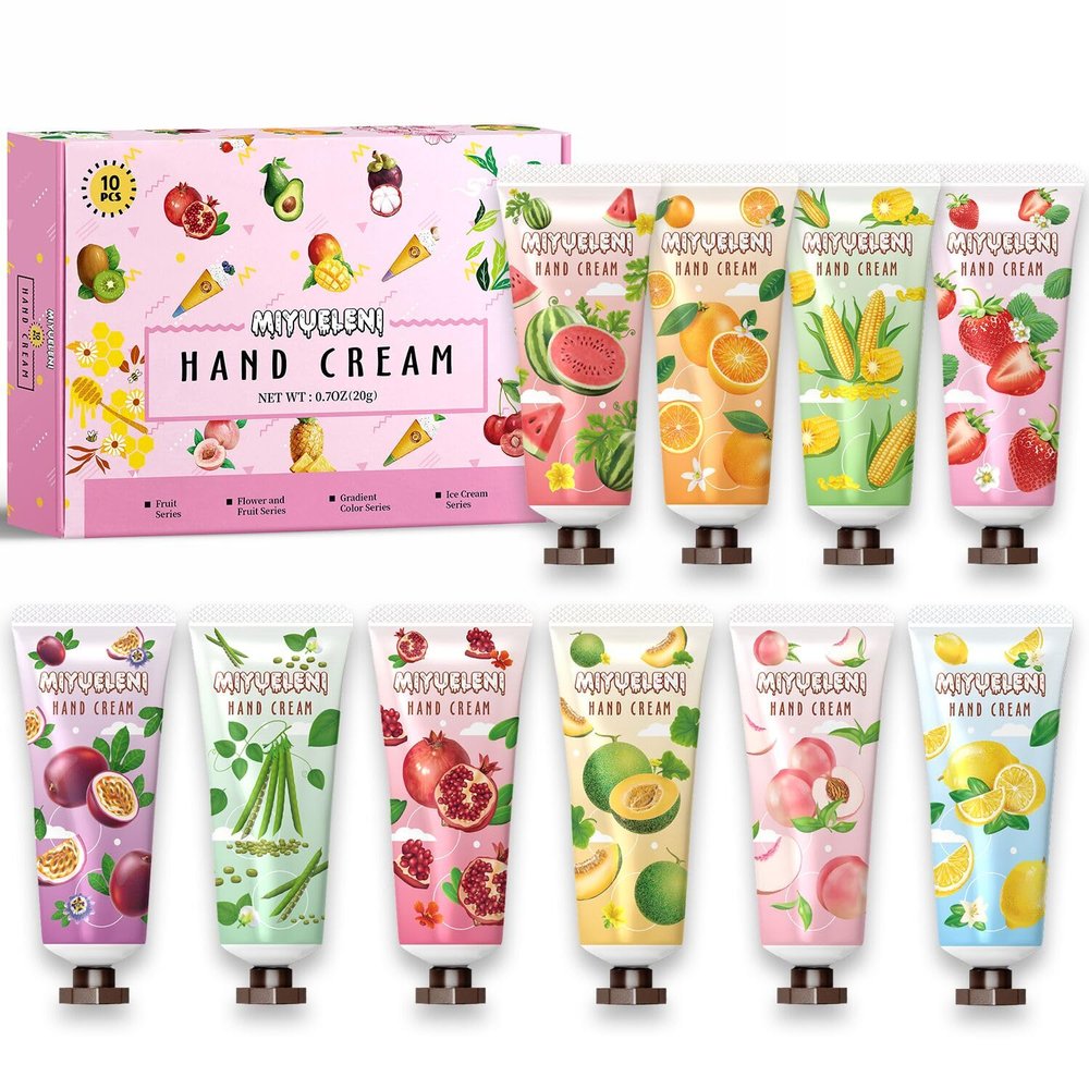 10 Pack Hand Cream Gift Set, Hand Lotion Travel Size for Dry Hands, Gifts for Women,Teen girls, Holidays, Birthdays, Thank You Gifts, Christmas, Stocking Stuffers, Small Gifts Unisex Bulk 20ml