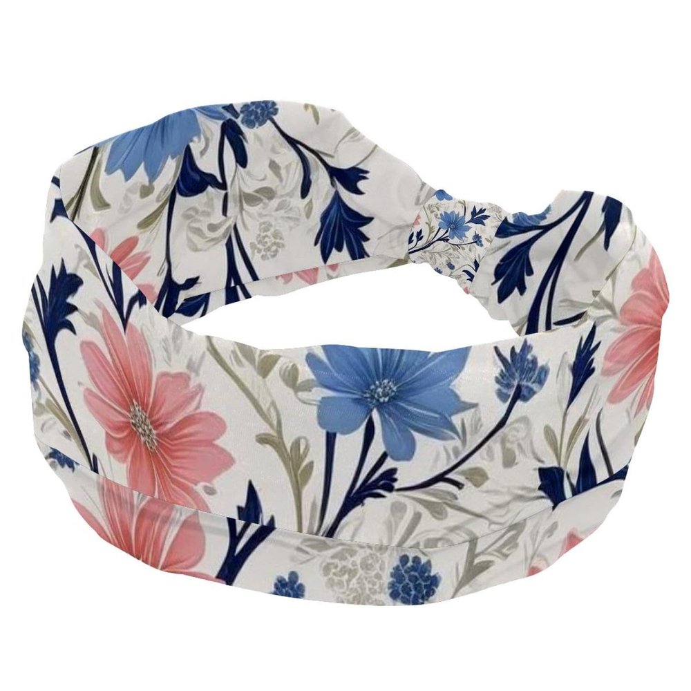1 Pack Headbands for Women Non Slip Elastic Sports Hair Bands for Women, Soft Cloth Headband for Workout Yoga Fashion Hair Accessories,Aesthetic Art Flower