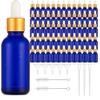 110 Pcs 1 Oz Glass Dropper Bottles with Golden Caps for Essential Oils Perfumes Cosmetics and Travel Liquid Storage Featuring Funnels Droppers and Cleaning Brushes (Blue) view 1