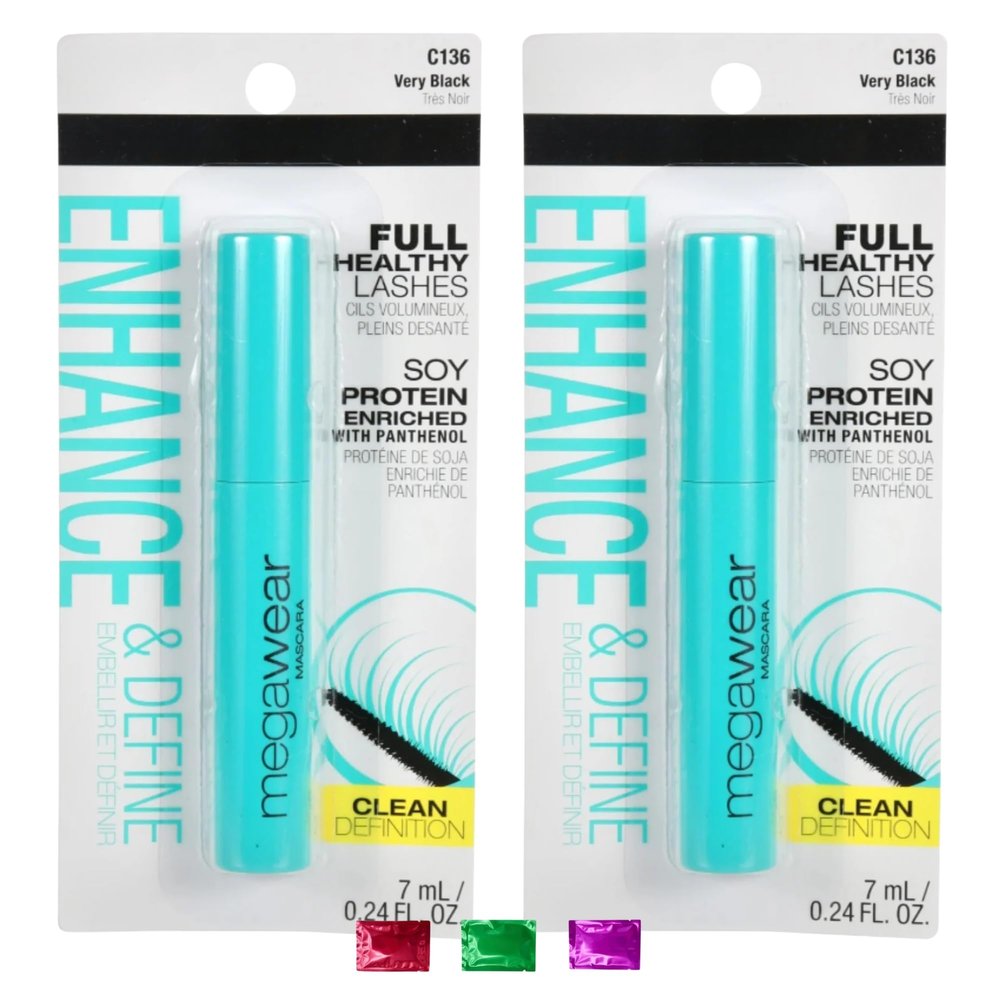 Enhance & Define Mascara Black 0.24 Fl Oz 2 Pack, Vegan Gel Volumizing Mascara with Soy Protein, Smudge-Proof Paraben-Free Clean Beauty Makeup Kit Essential with Snoep in Beperkte Oplage