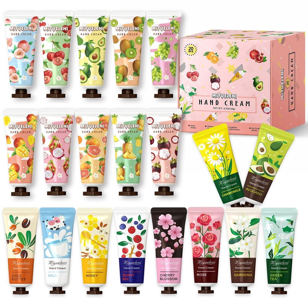 20 Pack Hand Cream Gift Set,Hand Lotion Travel Size for Dry Hands,Gifts for Women,Teen girls, Holidays, Birthdays, Thank You Gifts, Christmas, Stocking Stuffers, Small Gifts Unisex Bulk 20ml