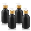 4 Pcs 300ml/10oz Plastic Soap Dispenser Bottle Refillable Empty Hand Soap Dispensers Shampoo Lotion Pump Bottles with Wood Grain Lid for Kitchen Bathroom - Black Frosted view 1