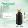 4 Pcs 300ml/10oz Plastic Soap Dispenser Bottle Refillable Empty Hand Soap Dispensers Shampoo Lotion Pump Bottles with Wood Grain Lid for Kitchen Bathroom - Black Frosted view 2