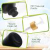 4 Pcs 300ml/10oz Plastic Soap Dispenser Bottle Refillable Empty Hand Soap Dispensers Shampoo Lotion Pump Bottles with Wood Grain Lid for Kitchen Bathroom - Black Frosted view 3
