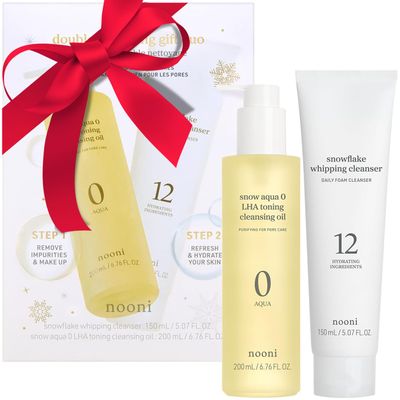 NOONI Korean Double Cleansing Duo Set - Oil Cleanser & Whipping Foam Face Wash | Pore Cleansing Oil & Foam for Sensitive Skin, Makeup Remover Oil, K-Beauty Glass Skin Care, Gift Set, Christmas Gifts