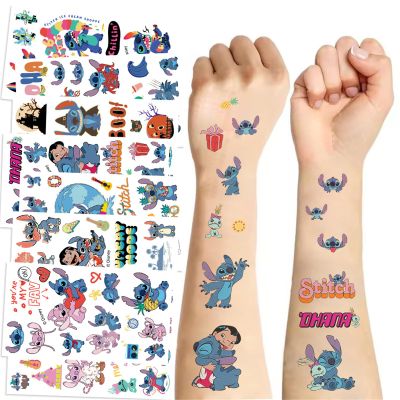 10 Sheets Cartoon Characters Cute Stitch Temporary Tattoos Stickers for Kids Hero Temporary Tattoos Stickers Cute Birthday Themed Party Supplies Decoration Favors Cartoon Sticker for Kids Teens