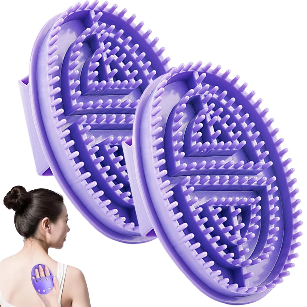 2PCS Meridian Brush, 5.7x3.7 Inch Massage Brush with Non Slip Handle, Body Massage Tools for Neck, Shoulders, Waist, Legs, Knees, Body Brushes