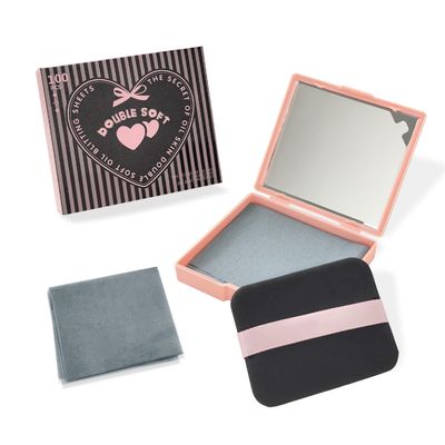 BOROLA 3-in-1 Oil Blotting Paper 100 Sheets, Mirror Puff Pink Bow