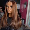 13x6 Highlight Human Hair HD Lace Front Wig Bleached Knots Layered Cut Straight 1b27 Color Wig Pre Plucked Brazilian Remy Hair 150% Density 24Inch view 2