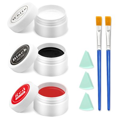 IONSGAKO Clown Makeup Kit, Black White Red Face Body Paint Professional Oil-Based Body Face Paint Halloween Joker Makeup Kit for Adults Special Effects SFX Zombie Vampire Skeleton Cosplay Makeup